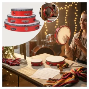 دف قرقيعان خشبي بأجراس معدنية